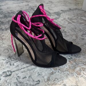 Aldo Black and Pink Mesh Heels